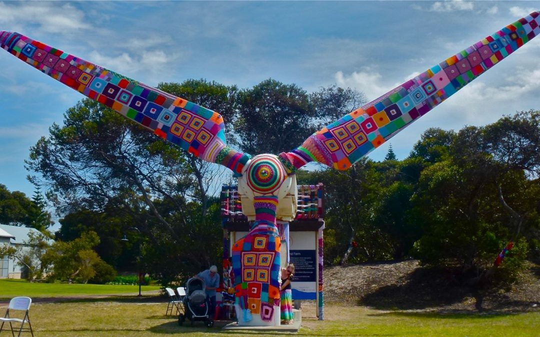 Wind Turbine Yarnbombing for Festival of the Wind