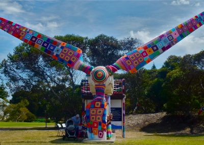 Wind Turbine Yarnbombing for Festival of the Wind